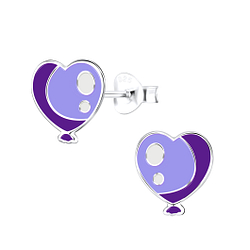 Silver Heart Stud Earrings - 9011
