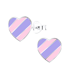 Silver Heart Stud Earrings - 9015