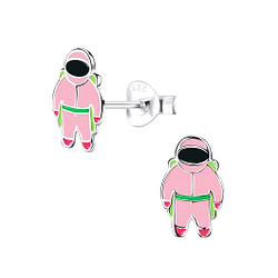 Silver Astronaut Stud Earrings - 9021