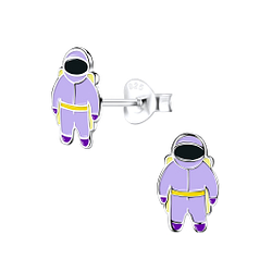 Silver Astronaut Stud Earrings - 9019