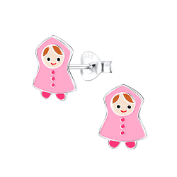 Silver Raincoat Stud Earrings - 9022
