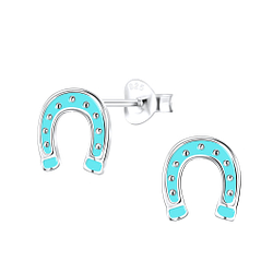 Silver Horseshoe Stud Earrings - 9026