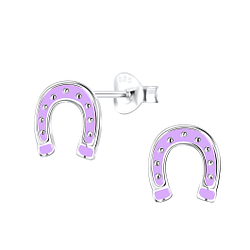 Silver Horseshoe Stud Earrings - 9027