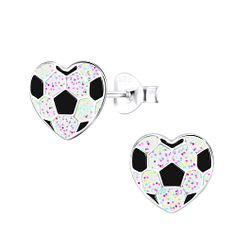 Silver Football Stud Earrings - 9061