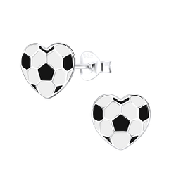 Silver Football Stud Earrings - 9060