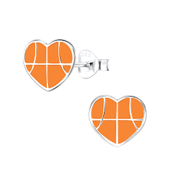 Silver Basket Ball Stud Earrings - 9062