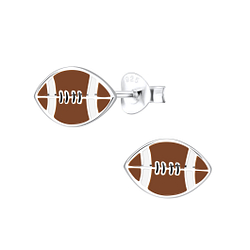 Silver American Football Stud Earrings - 9063