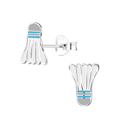Silver Shuttle Cock Stud Earrings - 9070