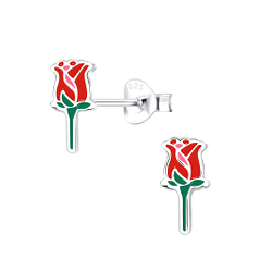 Silver Rose Stud Earrings - 9086 Silver Rose Stud Earrings - 9086