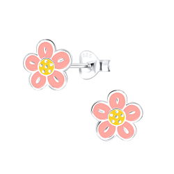 Silver Flower Stud Earrings - 9094