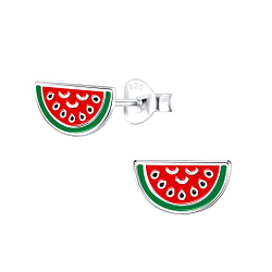 Silver Watermelon Stud Earrings - 9120