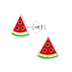 Silver Watermelon Stud Earrings - 9121 Silver Watermelon Stud Earrings - 9121