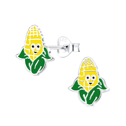 Silver Corn Stud Earrings - 9111
