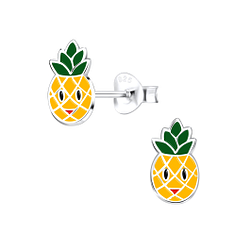 Silver Pineapple Stud Earrings - 9103