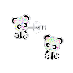 Silver Panda Stud Earrings - 9048
