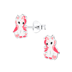 Silver Unicorn Stud Earrings - 9057