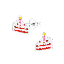 Silver Cake Stud Earrings - 9142