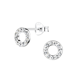 Silver Round Stud Earrings - 8922