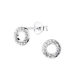 Silver Circle Stud Earrings - 8921
