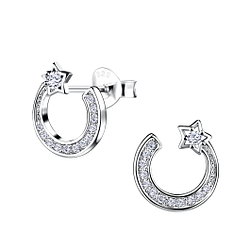 Silver Shooting Star Stud Earrings - 8576