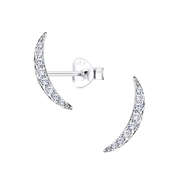 Silver Curved Stud Earrings - 9559