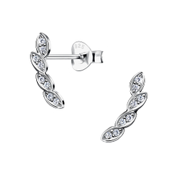 Silver Leaf Stud Earrings - 8706