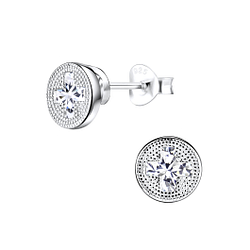 Silver Cross Stud Earrings - 9553