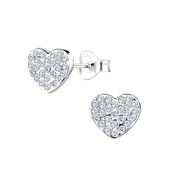 Silver Heart Stud Earrings  - 8928