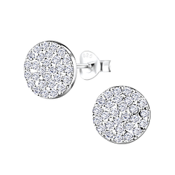 Silver Round Stud Earrings - 8930