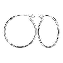 30mm Silver French Lock Hoop Earrings - 8989
