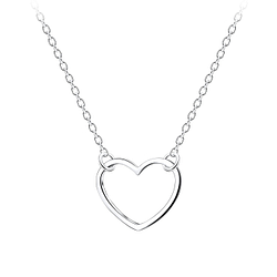 Silver Heart Necklace - 8966