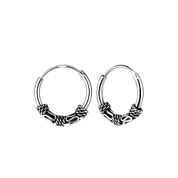 12mm Silver Bali Hoop Earrings - 9146