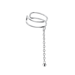 Silver Wire Ear Cuff with Hanging Ball - 9192