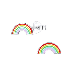 Silver Rainbow Stud Earrings - 8781