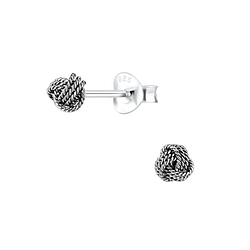 Silver Knot Stud Earrings - 9277