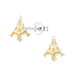 Silver Eiffel Tower Stud Earrings - 8078