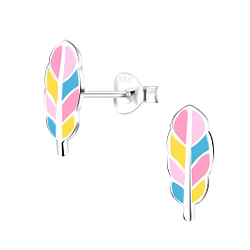Silver Feather Stud Earrings - 9283 Silver Feather Stud Earrings - 9283