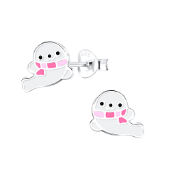 Silver Seal Stud Earrings - 9285