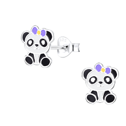 Silver Panda Stud Earrings - 9419