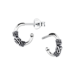 Silver Half Hoop Stud Earrings - 9232 Silver Half Hoop Stud Earrings - 9232