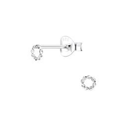 Silver Twisted Stud Earrings - 9238