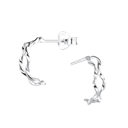 Silver Twisted Stud Earrings - 9246