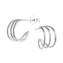 Silver Half Hoop Stud Earrings - 9257 Silver Half Hoop Stud Earrings - 9257