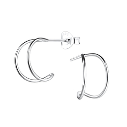 Silver Half Hoop Stud Earrings - 9259 Silver Half Hoop Stud Earrings - 9259