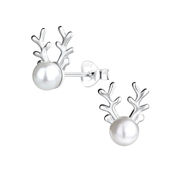 Silver Reindeer Stud Earrings - 13366