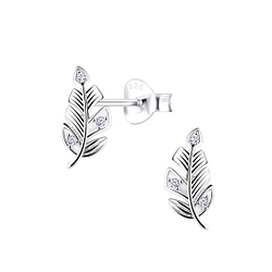 Silver Leaf Stud Earrings - 9611