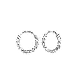 10mm Silver Twisted Hoop Earrings - 9179
