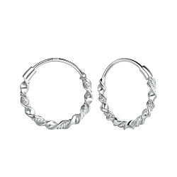 14mm Silver Twisted Hoop Earrings - 9180