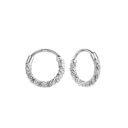 10mm Silver Twisted Hoop Earrings - 9181