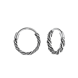 10mm Silver Twisted Hoop Earrings - 9186 10mm Silver Twisted Hoop Earrings - 9186